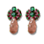 Conjunto Semijoia Luxo Pedras Naturais Verde, Vermelho e Rosa - Imagem 3