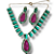 Conjunto Semijoia Luxo Pedras Naturais Verde e Rosa - Imagem 1