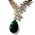 Conjunto Semijoia Luxo Pedras Naturais Verdes e Cristal - Imagem 2