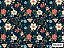 TRICOLINE DIGITAL 100% ALGODÃO ESTAMPADA 3D FLORAL FUNDO AZUL MARINHO 0,50cm x 1,50m | 93533C01 - Imagem 1