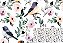 TRICOLINE DIGITAL 100% ALGODÃO ESTAMPADA FLORES E PASSAROS GRANDES 0,50cm X 1,50m | 93709C01 - Imagem 1