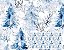 TRICOLINE DIGITAL 100% ALGODÃO ESTAMPADA NATAL ARVORE FUNDO AZUL 0,50cm x 1,50m | CH000201 - Imagem 1