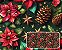 TRICOLINE DIGITAL 100% ALGODÃO ESTAMPADA NATAL PINHA FUNDO VERDE 0,50cm x 1,50m | CH000207 - Imagem 1