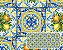 TECIDO TRICOLINE DIGITAL 100% ALGODÃO ESTAMPADO AZULEJO QUADRADO LIMÃO 0,50cm X 1,50m | 94234C01 - Imagem 1