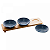 Conjunto 3 Petisqueiras de Porcelana com Bandeja Bambu Azul Matt 32cm x 9cm x 5cm - Imagem 2