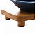 Conjunto 3 Petisqueiras de Porcelana com Bandeja Bambu Azul Matt 32cm x 9cm x 5cm - Imagem 3