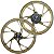 Par de rodas de alumínio liga leve freio a disco CG150 Fan Titan ESD EX 2004 a 2013 com rolamentos pé de galinha dourado - Imagem 1