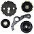 Kit tensor roldana coroa engrenagem corrrente de comando Biz110 Pop110 5 peças - Imagem 1