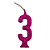 Vela Regina Parabéns Glitter Pink N°3 - Embalagem com 1 UN - Imagem 1