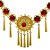 Colar Dourado Com Pendulos E Medalhas Vermelhas Com Fecho - Imagem 2