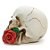 Estatueta Cranio De Caveira C/ Rosa Na Boca Em Resina 12Cm - Imagem 3