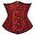 Corset Feminino Jacquard Vermelho/Preto C/ Hastes e Amarração Ajustável S/ Busto - Imagem 1