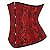 Corset Feminino Jacquard Vermelho/Preto C/ Hastes e Amarração Ajustável S/ Busto - Imagem 2