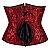 Corset Feminino Jacquard Vermelho/Preto C/ Hastes e Amarração Ajustável S/ Busto - Imagem 3