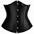 Corset Feminino Jacquard Preto Liso C/ Hastes e Amarração Ajustável S/ Busto - Imagem 1