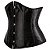 Corset Feminino Jacquard Preto Liso C/ Hastes e Amarração Ajustável S/ Busto - Imagem 2