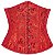 Corset Feminino Jacquard Vermelho C/ Hastes e Amarração Ajustável S/ Busto - Imagem 1