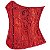 Corset Feminino Jacquard Vermelho C/ Hastes e Amarração Ajustável S/ Busto - Imagem 2