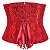 Corset Feminino Jacquard Vermelho C/ Hastes e Amarração Ajustável S/ Busto - Imagem 4