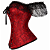 Corset Feminino Jacquard Preto/Vermelho C/ Hastes e Amarração Ajustável C/ Busto - Imagem 2