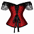Corset Feminino Jacquard Preto/Vermelho C/ Hastes e Amarração Ajustável C/ Busto - Imagem 3