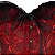 Corset Feminino Jacquard Preto/Vermelho C/ Hastes e Amarração Ajustável C/ Busto - Imagem 4