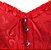 Corset Feminino Jacquard Vermelho C/ Hastes e Amarração Ajustável C/ Busto - Imagem 4