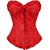 Corset Feminino Jacquard Vermelho C/ Hastes e Amarração Ajustável C/ Busto - Imagem 1