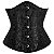 Corset Feminino Jacquard Preto C/ Hastes e Amarração Ajustável S/ Busto - Imagem 1