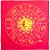 Toalha P/ Mesa Tarot Vermelho/Dourado Zodiaco Sol e Lua Espiritual - Imagem 1