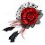 Presilha Grampo de Cabelo Rosa C/ Penas Broche Alfinete Vermelho/Preto - Imagem 1