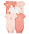 Carter's - Kit Bodys Manga Curta 5 Peças Menina - Rosa com Estampas - Imagem 1