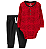 Carter's - Conjunto 2 Peças com Calça e Body ML - Vermelho Estampado - Imagem 1
