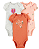 Carter's - Kit Bodys Manga Curta 3 Peças Menina - Rosa e Pêssego Floral - Imagem 1
