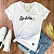 Camiseta Feminina Branca Gratidão! Blessed Choice Tamanho M Estilo Baby Look - Imagem 1