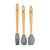 Cj 3 Utensílios De Silicone Com Cabo De Bambu Cinza - Lyor - Imagem 1