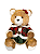 Ursa Sentada Roupa Xadrez Vermelho E Verde 30cm - Tokdacasa - Imagem 1