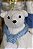 Urso Branco Sentado (Cachecol Azul) - 23cm - Tokdacasa - Imagem 2
