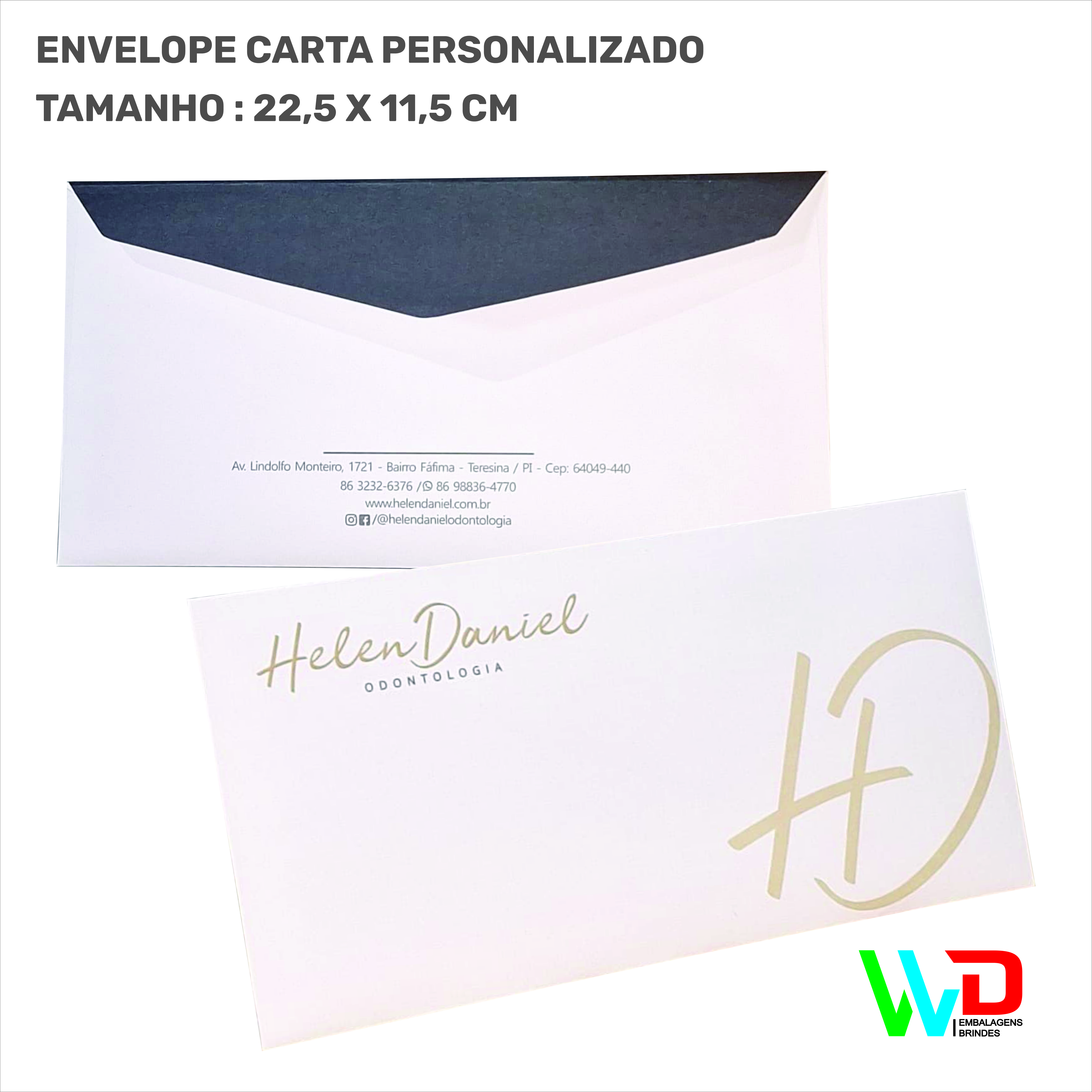 Envelope de Papel Personalizada Carta Tam. 22,5 x 11,5  cm - Imagem 1