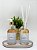 KIT LAVABO CLEAN  bandeja branca de cerâmica + vaso dourado com planta + sabonete + difusor - Imagem 5