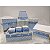 Kit Higiene em MDF com tecido de bolinhas na cor azul claro - Imagem 1