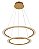Pendente LED 63W 3000K 2 aros 40+60cm Dourado cabo 2,5m DCD03178 - Imagem 1