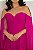 Vestido georgette de seda drapeado fucsia Cápsula - Imagem 2