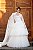 Vestido longo tule de seda em camadas off white noiva - Imagem 1