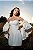 Vestido curto alfaiataria com capa em flores artesanais off white - Imagem 1