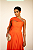 Vestido georgette de seda drapeado laranja Cápsula - Imagem 2