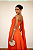 Vestido georgette de seda drapeado laranja Cápsula - Imagem 3