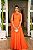 Vestido georgette de seda drapeado laranja Cápsula - Imagem 1