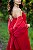 Vestido drapeado com cristais georgette de seda vermelho pétalas - Imagem 4