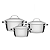 Jogo de Panelas Tramontina Allegra 3 Peças Aço Inox Fundo Triplo e Tampas Inox - Imagem 1